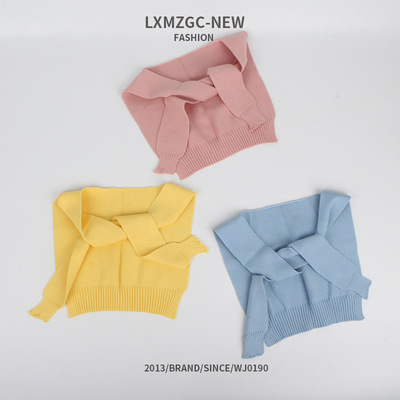 children New scarf Korean Edition Versatile Cape solar system Knitted Shawls baby Frenum sleeve Stand on another False collar