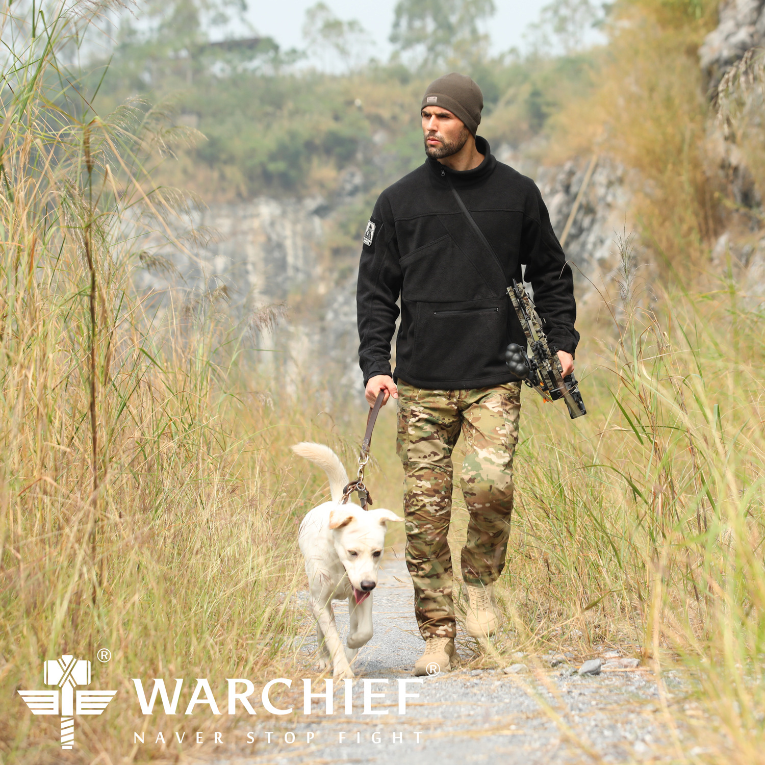 WARCHIEF/酋长斜拉链抓绒服 加绒加厚迷彩软壳衣军迷保暖战术外套