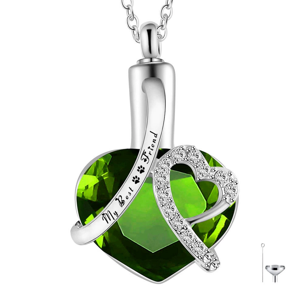 Трансграничная электронная коммерция в форме сердца сокровище августа Камень рождения Шкатулка похороны Запечатанные ювелирные изделия ожерелье кулон ювелирные изделия