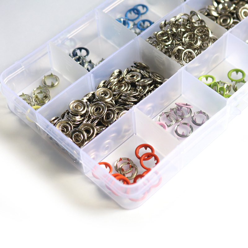 Venta caliente transfronteriza 9,5 MM color hueco pierna alta metal cobre cinco-garra hebilla herramienta traje bebé gateando ropa botón