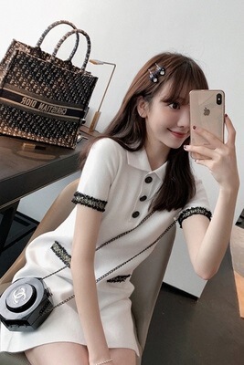 连衣裙仙女超仙甜美2019新款小清新polo领很仙的厌世风桔梗裙子夏|ms