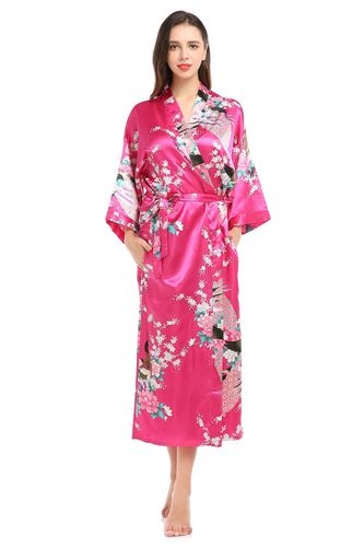 Peacock kimono clothing yukata for women girls Extended Pocket Summer Home Pajamas Cardigan Sexy Nightdress