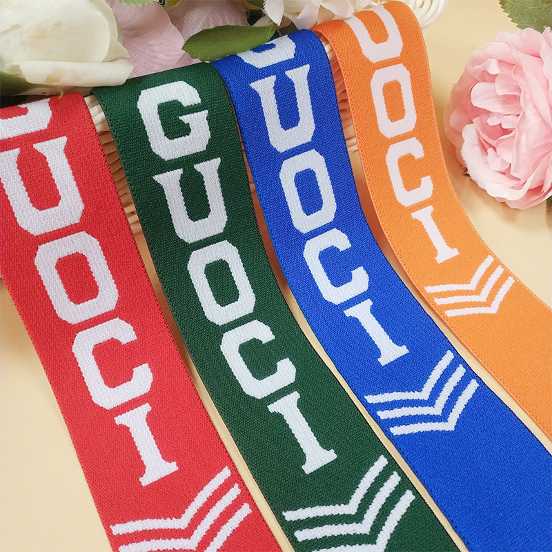 现货厂家批发提花松紧带彩色新款涤纶尼龙字母弹力带服装裤腰辅料