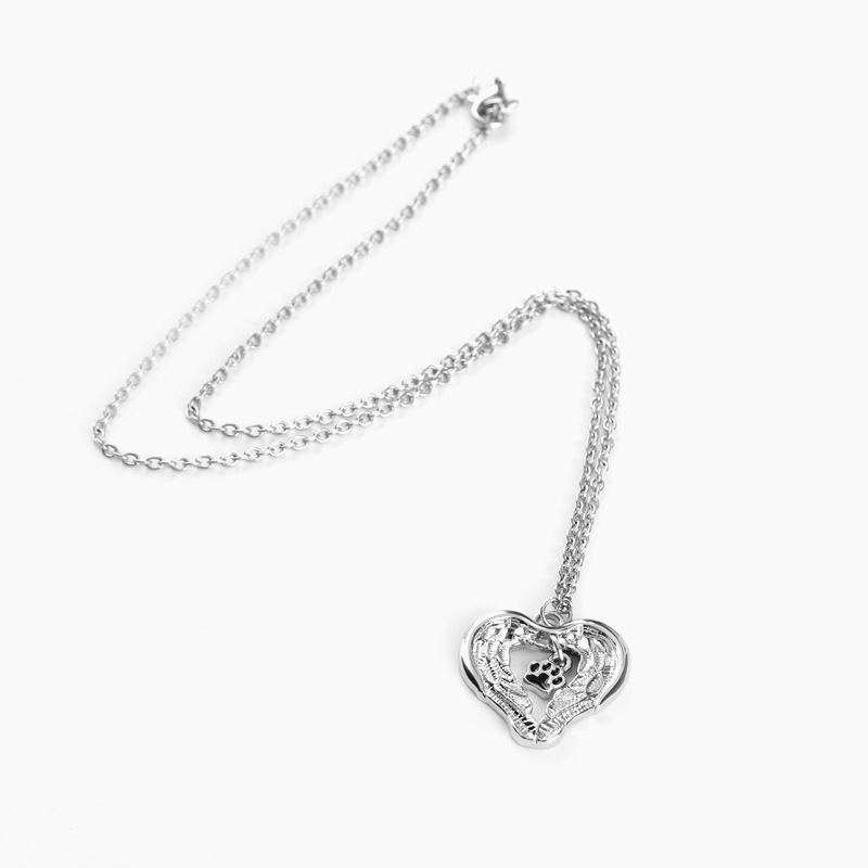 fashion creative fashion love wings wing empty dog paw pendant necklace  nihaojewelry wholesale