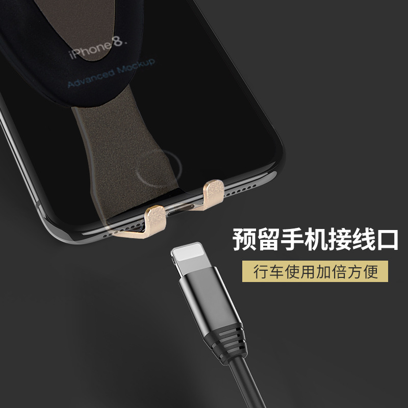 Negocios vinculación gravedad coche potencia salida de aire gota de agua soporte 360 rotación clip de silicona teléfono móvil soporte de navegación