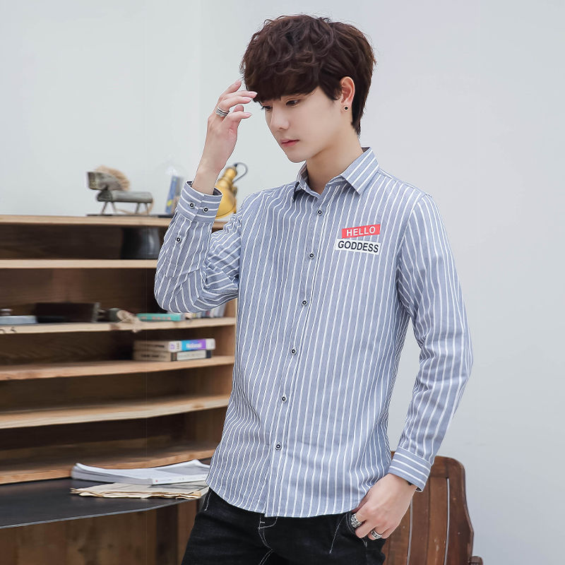 2019 spring and autumn new pattern Long sleeve shirt man Korean Edition Self-cultivation Youth leisure time shirt Trend men's wear Inch shirt
