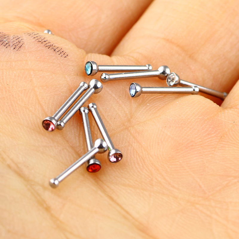 Simple Mini Rhinestone Stainless Steel Nose Stud Piercing Jewelry 2mm Wholesale detail image 7