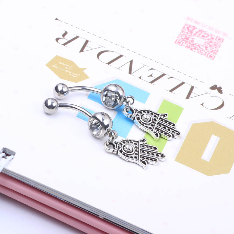 New Popular Huashan Hand Pendant Belly Button Ring Navel Stud Ear Studs Body Jewelry Stainless Steel detail image 10
