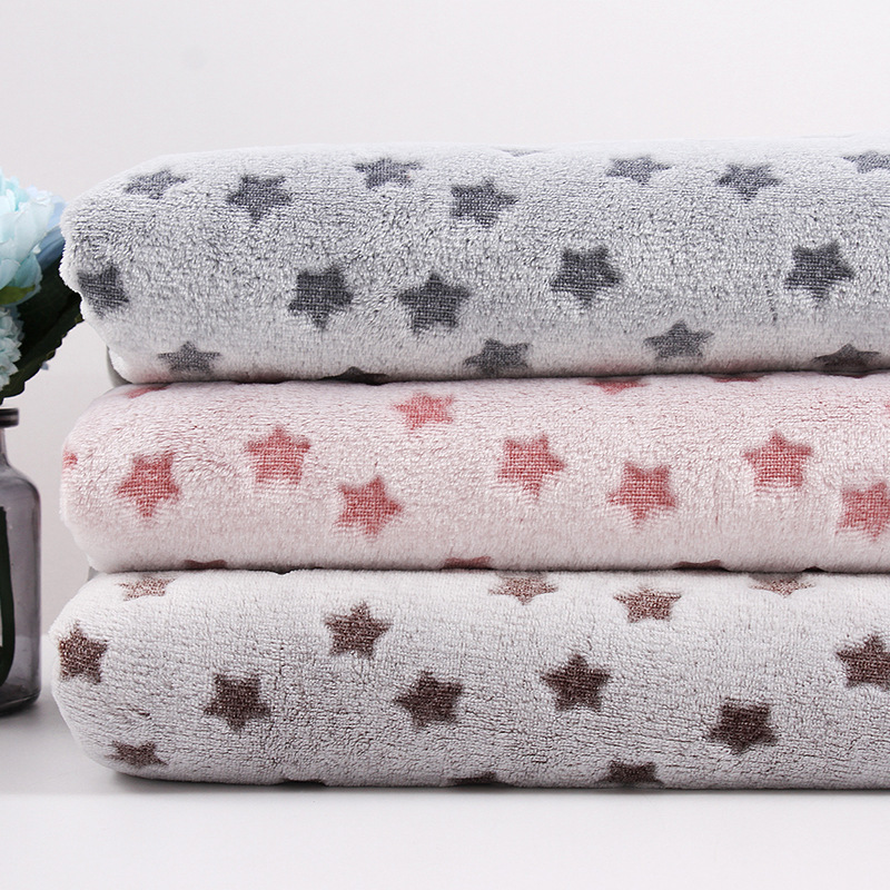 印花法兰绒布 五角星星印花剪花法兰绒面料 鞋帽毛绒玩具睡衣面