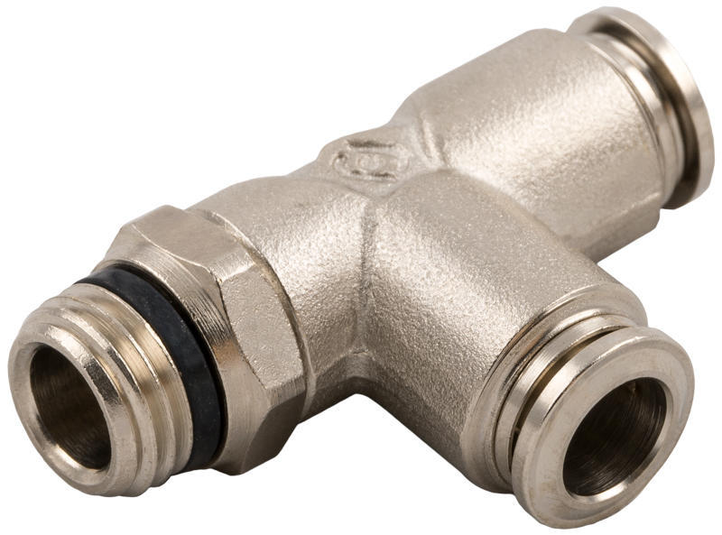 意大利安耐AIGNEP铜镀镍可旋转外螺纹三通快插接头直T型短锥57223