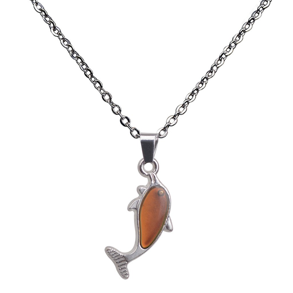 Fashion Dolphin Pendant Temperature-sensitive Pendant Stainless Steel Necklace display picture 10