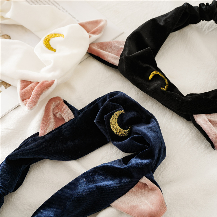 Simple Style Moon Ear Flannel Hair Band 1 Piece display picture 5