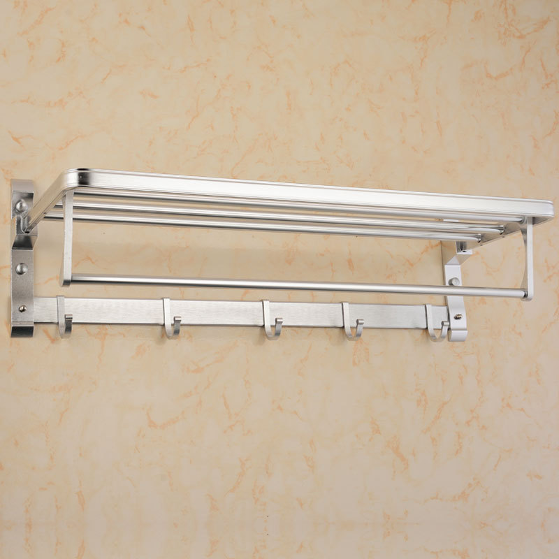 太空铝免钉打孔两用毛巾架工程用特价款围边亮光置物架可代工贴牌
