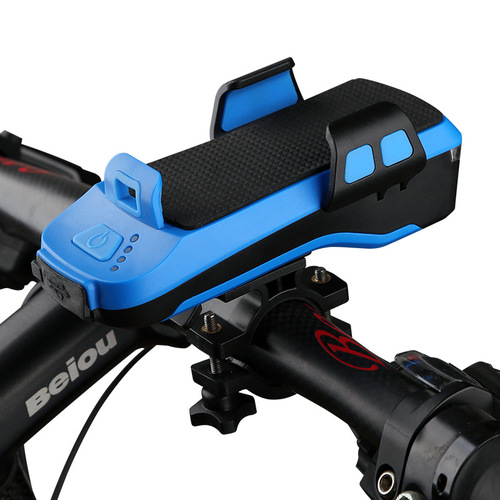 Bicycle light headlight USB power bank with mobile phone holder bicycle horn light safety warning light mobile phone holder