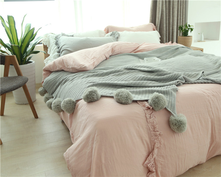 Lehká luxusní severská jednoduchá celobavlněná černá keprová deka do hotelové ložnice, vlněná deka, povlečení_voghion.com