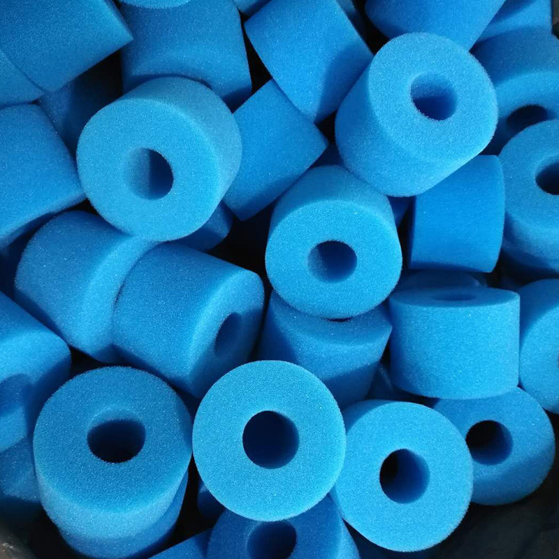 【一件代发】蓝色泳池滤芯108*40*73mm40ppi开孔透气海绵圆管