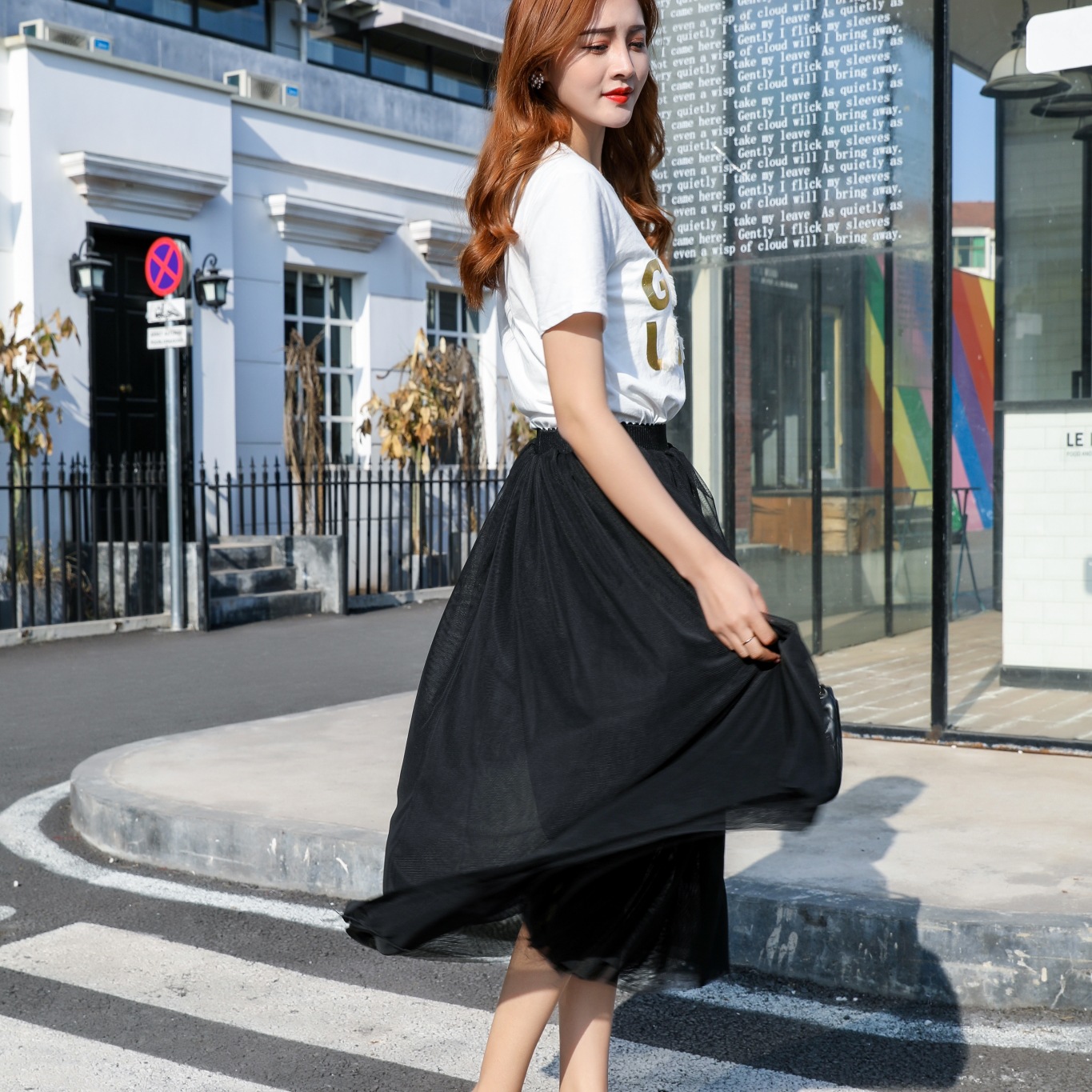 春秋款三层纱中长网纱裙半身裙高腰修身公主裙大摆蓬蓬裙厂家直销