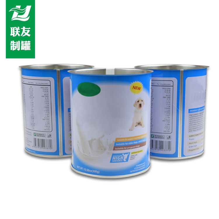 供应马口铁易拉盖宠物奶粉铁罐新款上市圣诞曲奇饼干罐批发