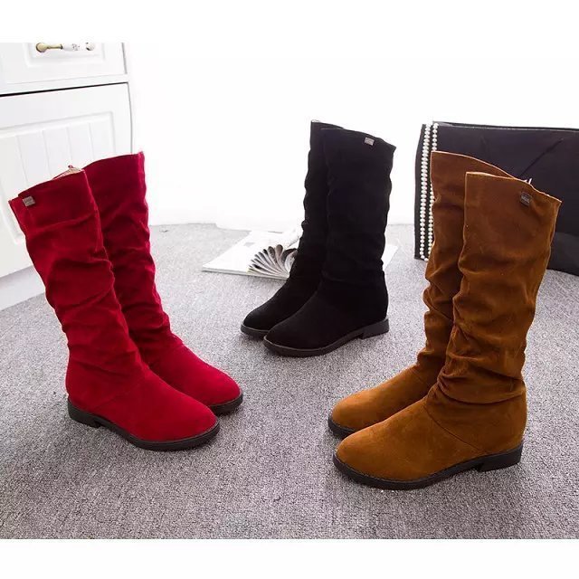 Frühling neue matt mittelhohe Stiefel und Fleece verdickte kurze Stiefel flache Damen Einzelstiefel Damenstiefel_voghion.com