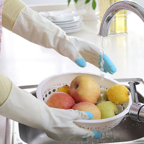 Household gloves, white, laundry waterproof plastic skin, household cleaning, anti-slip, durable, kitchen, dishwashing, vegetable washing