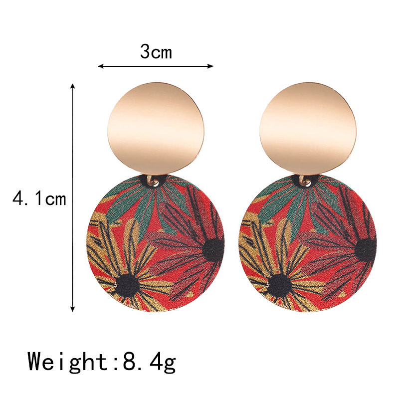 Jiutong Ornement Japonais Et Coréen Creative Trendy Givré Paillettes Boucles D'oreilles Mode Simple Couleur Fleurs Imprimer Boucles D'oreilles Gouttes Pour Les Oreilles display picture 1