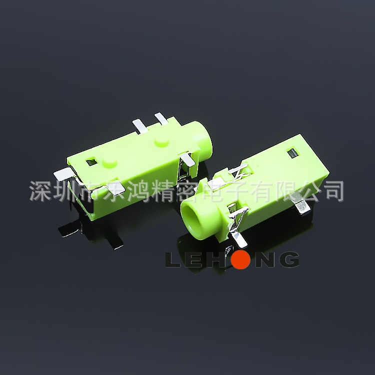 PJ-328-5p Apple Green / 3.5 Audio Socket / PHONE JACK / Headphone Socket