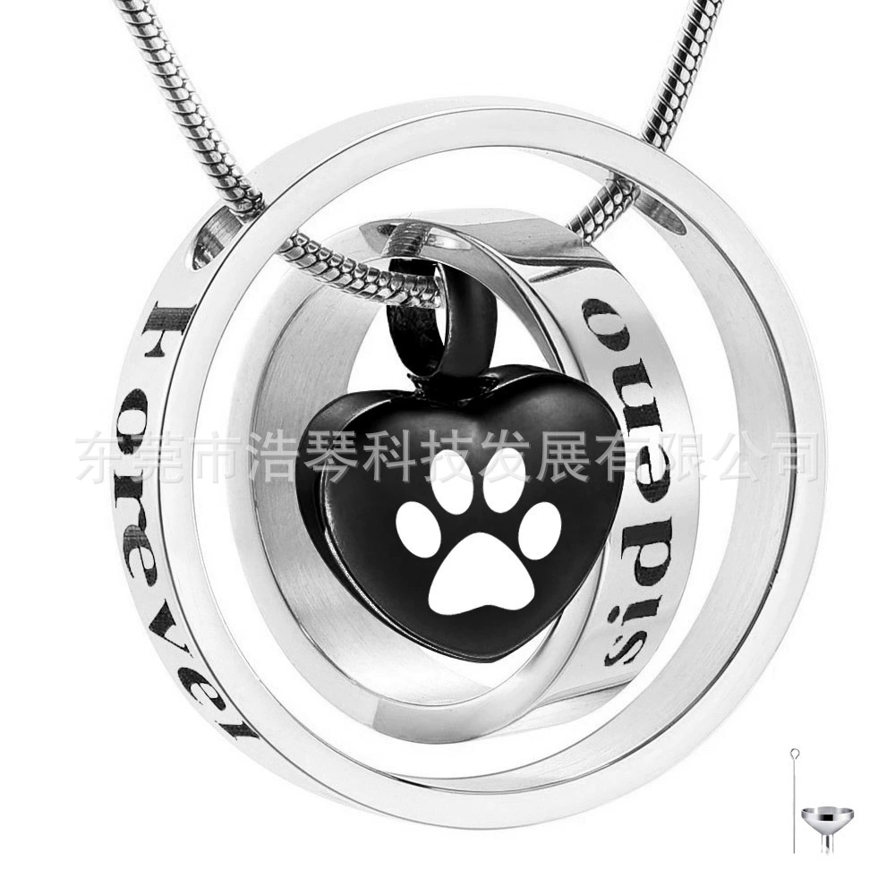 Амазонка популярное памятное ожерелье пепла любимчика черное в форме сердца кольцо с принтом лапы Набор Сердце пепел кулон бутылка эфирного масла