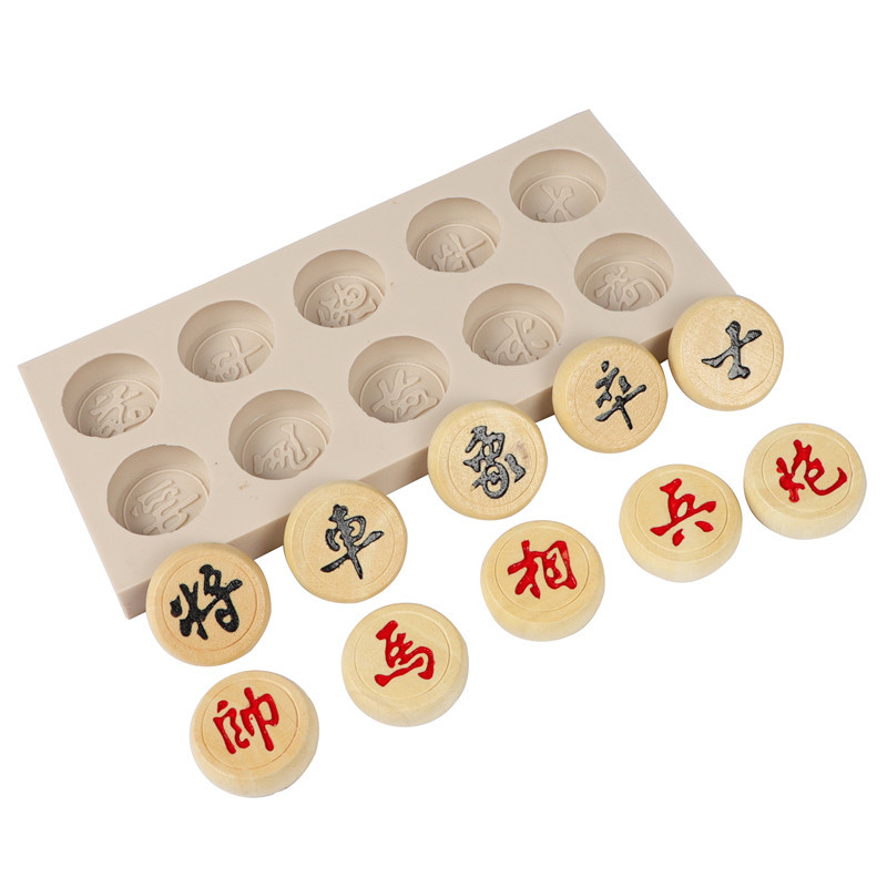 DIY cristal epoxi ajedrez molde chino ajedrez fondant cake molde chocolate hornear pastel herramienta