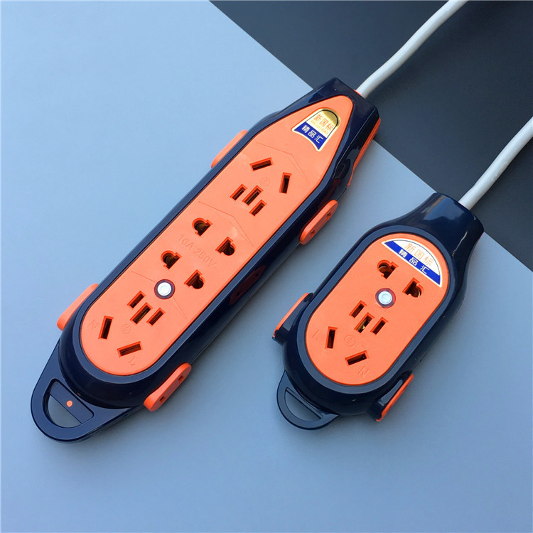 包胶地拖插线板 新国标11孔 多位地拖插座 防爆防摔 纯铜带线插座