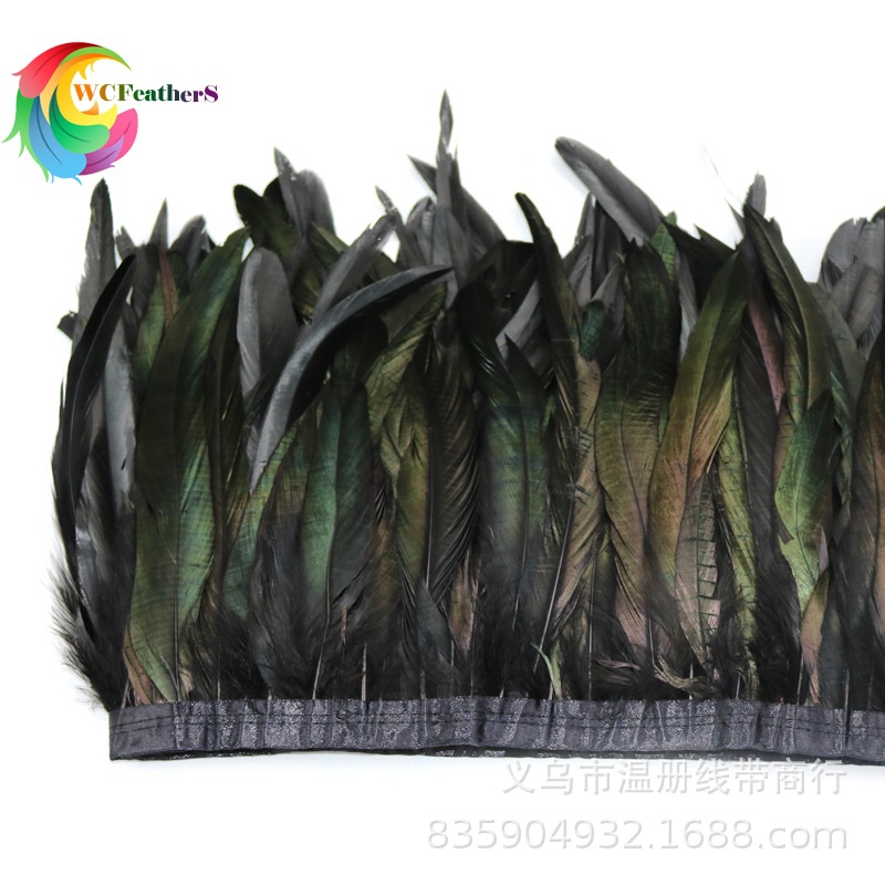 温册羽毛厂家批发公鸡尾25-30cm花边双色效果泰国人妖服装专伯2米详情图12