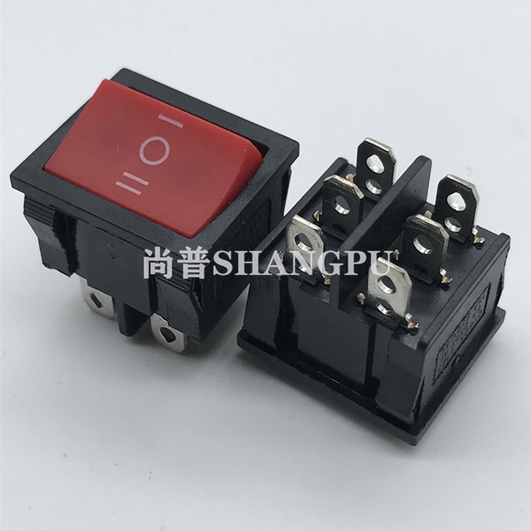 船型开关 KCD5 四脚 6脚 三挡红盖双刀电源翘板开关