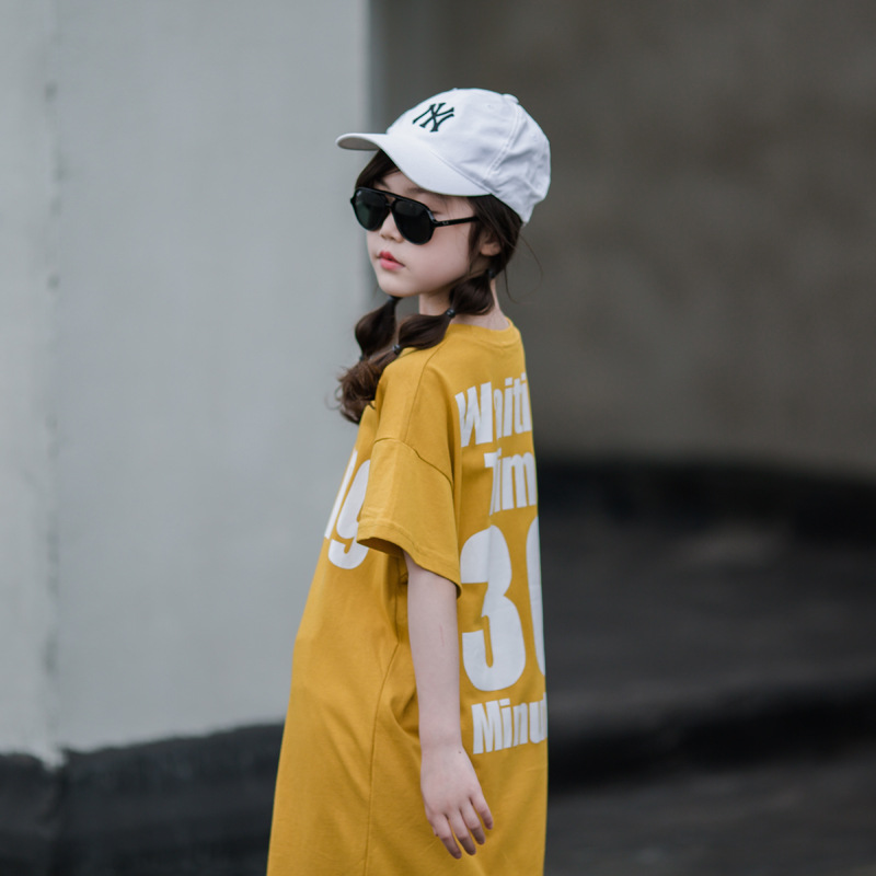 Ropa para niños de moda 2023 verano coreano niñas vestido suelto de algodón madre e hija padre-niño vestido largo medio y grande vestido casual de los niños grandes