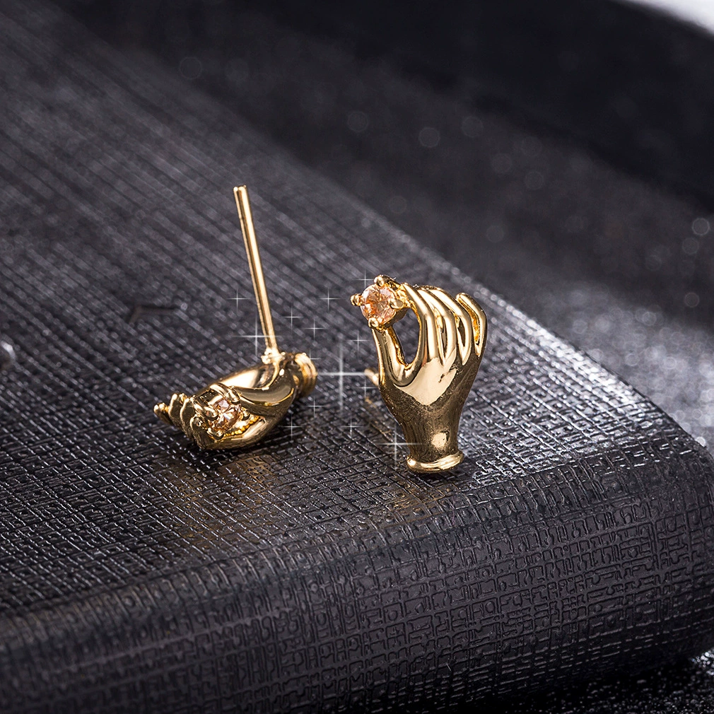 Brand copper zirconium, earrings for beloved, European style