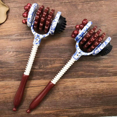 024 Blue and white porcelain Roller Massage Hammer gift Beat Bodybuilding woodiness Healthcare Meridian beat Massage stick