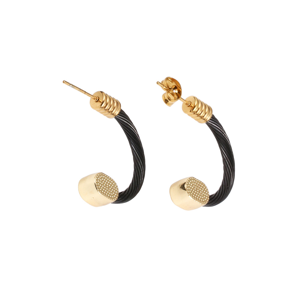Mode Kreis Rostfreier Stahl Inlay Künstliche Edelsteine Ringe Armbänder Ohrringe 1 Stück 1 Paar display picture 6
