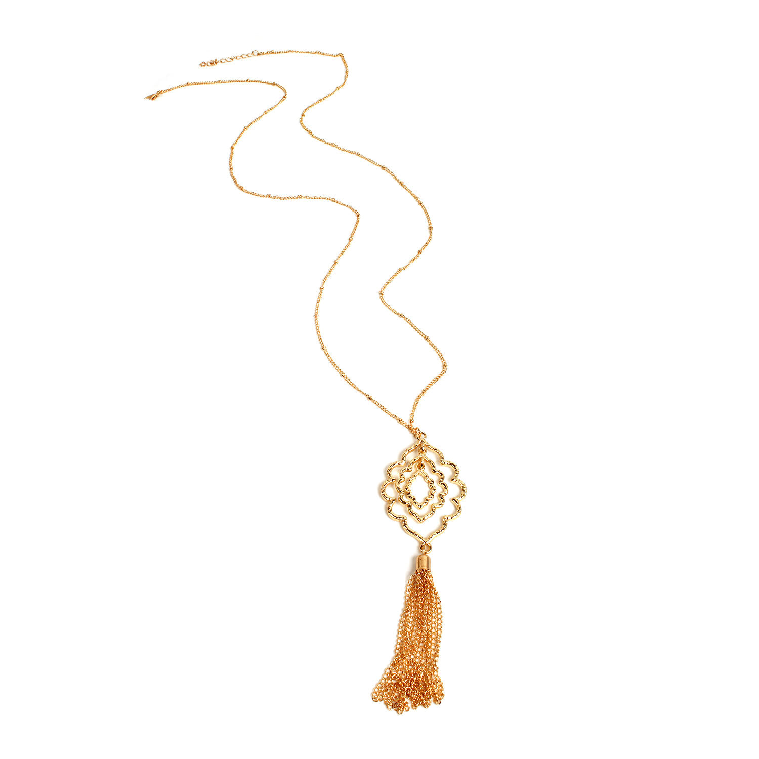 25g Weight Alloy Pendant Material Pendant Necklace, Sweater Chain, Long Necklace Classification Alloy Chain Material Exaggerated Geometric Round Tassel Alloy Y-necklaces Wholesale