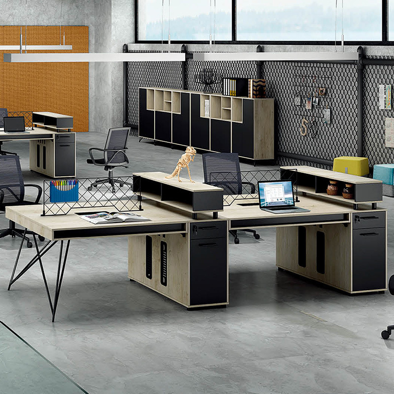 工业风办公桌椅组合4人位简约现代 办公室职员屏风办公桌办公家具|ms