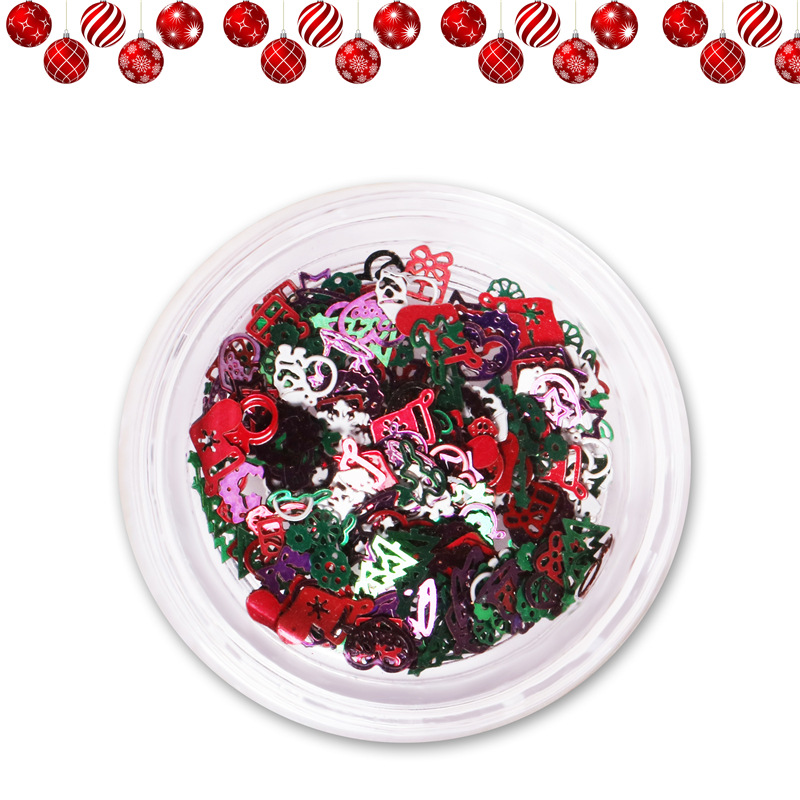 Cruz-frontera accesorios de uñas color Navidad pieza de ordenador ultra-fino hueco lentejuelas regalo copo de nieve parche de metal