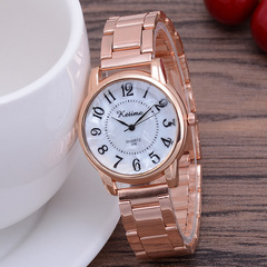 跨境熱銷時尚玫瑰金鋼帶手錶 女腕錶休閒數字女士手錶 石英表批發