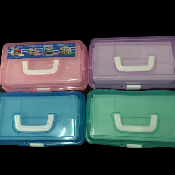 Transparent toolbox 671 toolbox three -layer plastic tool box nail…