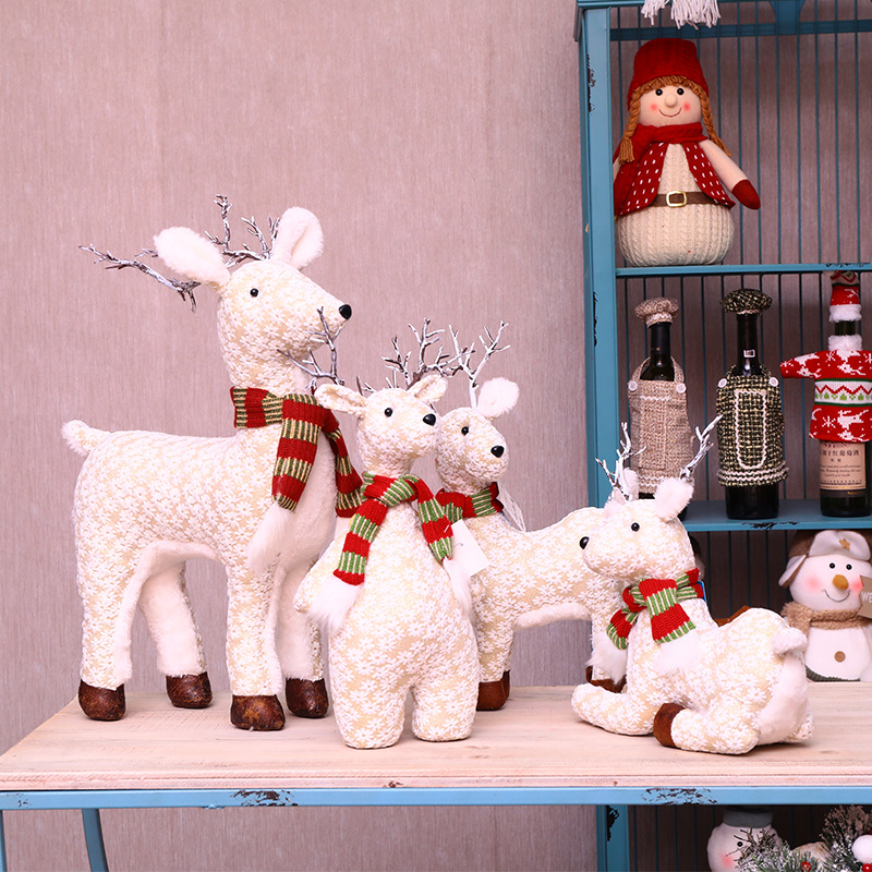 Décorations de Noël festives : Père Noël et rennes en peluche, élan en tissu fait main, cadeau de décoration pour la maison pour enfants et adultes._voghion.com