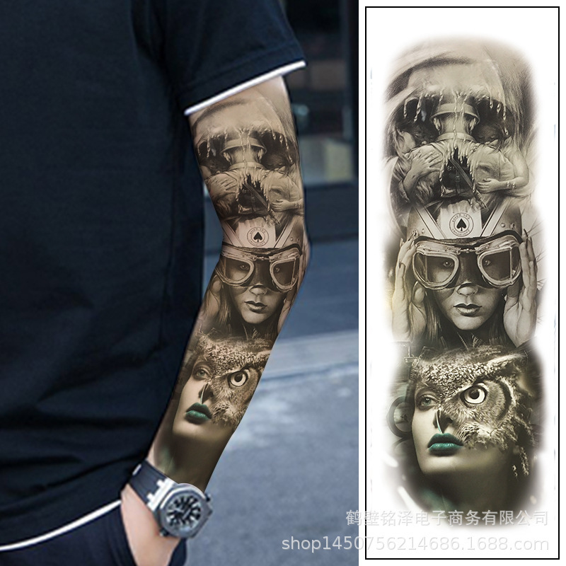 Spot wholesale original full arm tattoo waterproof figure soldier Eagle female European and American flower arm tattoo cross-border supply Spot wholesale original full arm tattoo waterproof figure soldier Eagle female European and American flower arm tattoo cross-border supply