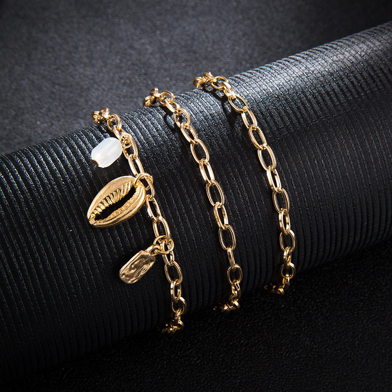 2019 Europäische Und Amerikanische Grenz Überschreitende Neue Accessoires Mode Übertriebene Kette Perle Muschel 3-teiliges Armband Armband display picture 4