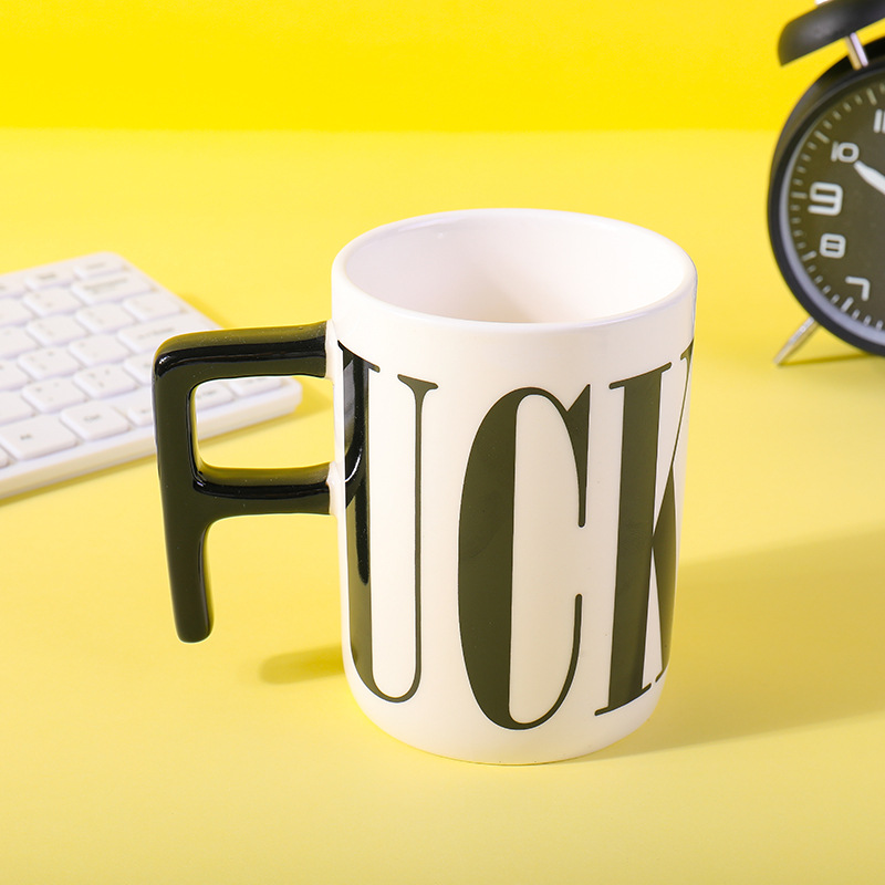 Creative Large Capacity Fake Ceramic Cup Fuck letters Mark Cup…