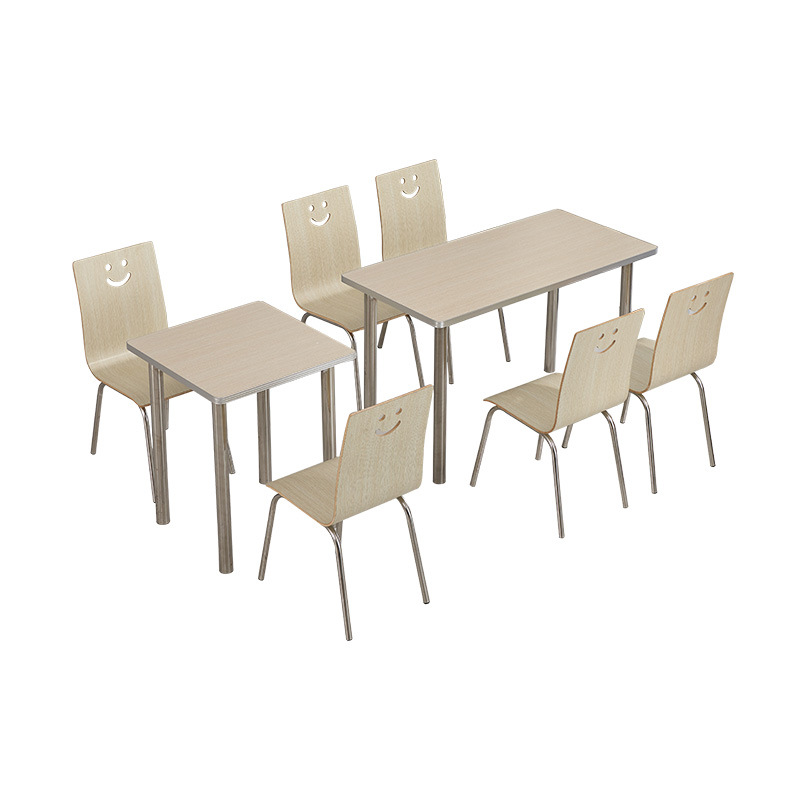 饭店快餐简易不锈钢成套餐桌小吃店咖啡厅食堂一桌四椅分体式桌椅