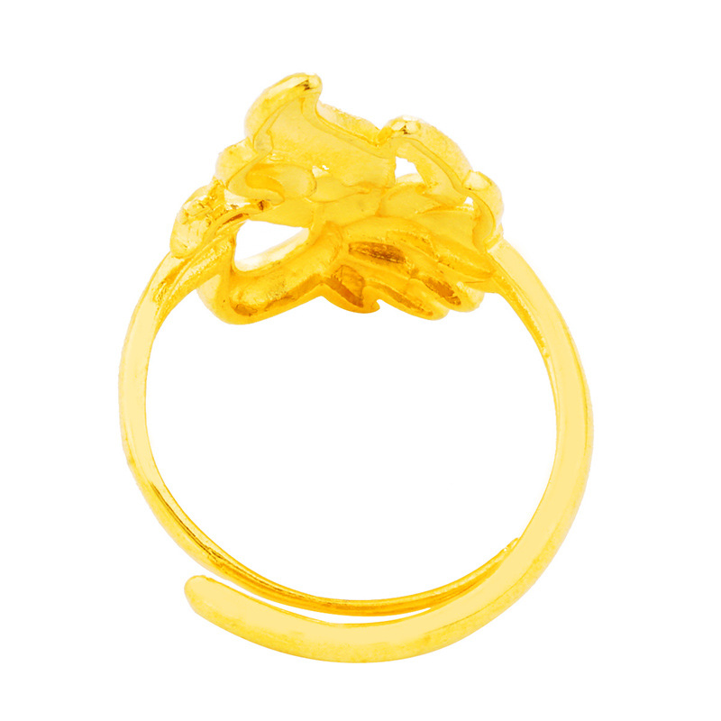 Vietnam arena oro 24K moneda europea anillo abierto grande Peacock Phoenix anillo de las mujeres durante mucho tiempo no se desvanece arena joyería de oro