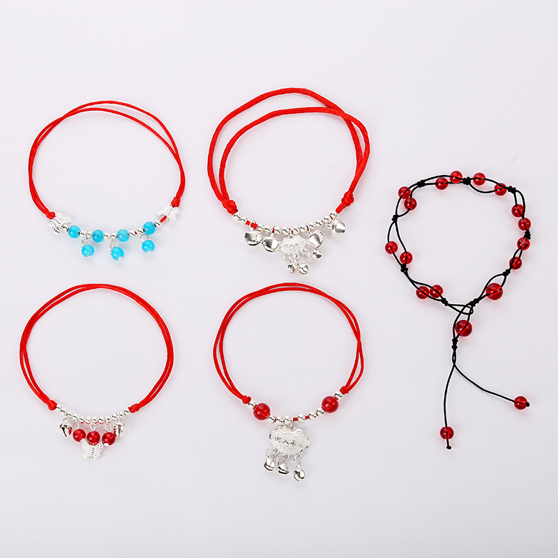 简约创意铃铛脚链女 日韩时尚个性本命年红绳复古学生腿链批发