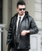 Hooded Motorcycle suit Hat Drawstring leather jacket man Middle and old age leather clothing middle age dad leather clothing
