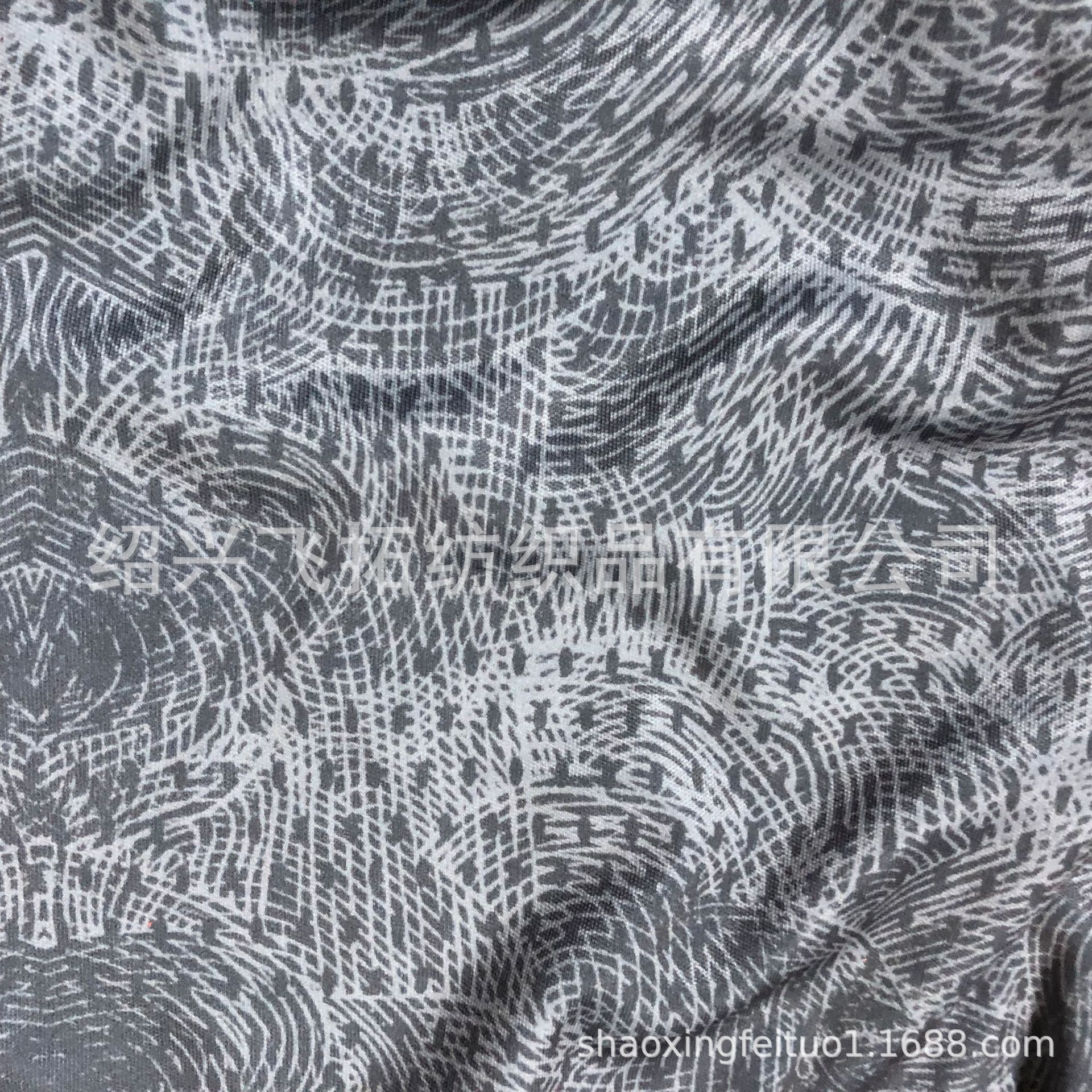 厂家直销针织全涤棉毛布 平板布转移抽象印花