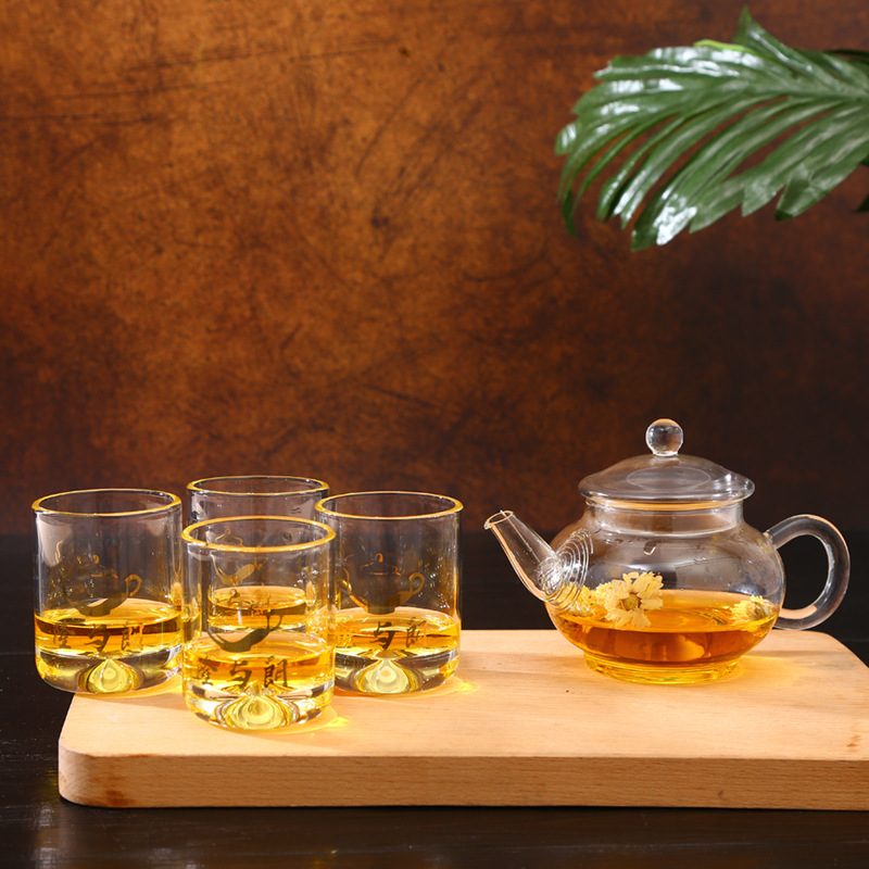 新款玻璃茶具套裝耐熱玻璃創意花茶壺簡約時尚禮品茶壺定制貨源